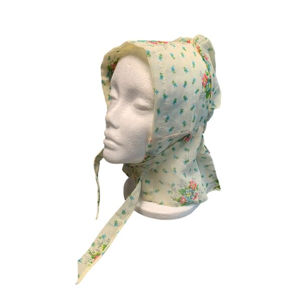 Vintage Floral Bonnet with Ties - Handmade Lightweight Fabric Charming Design - Picture 1 of 9